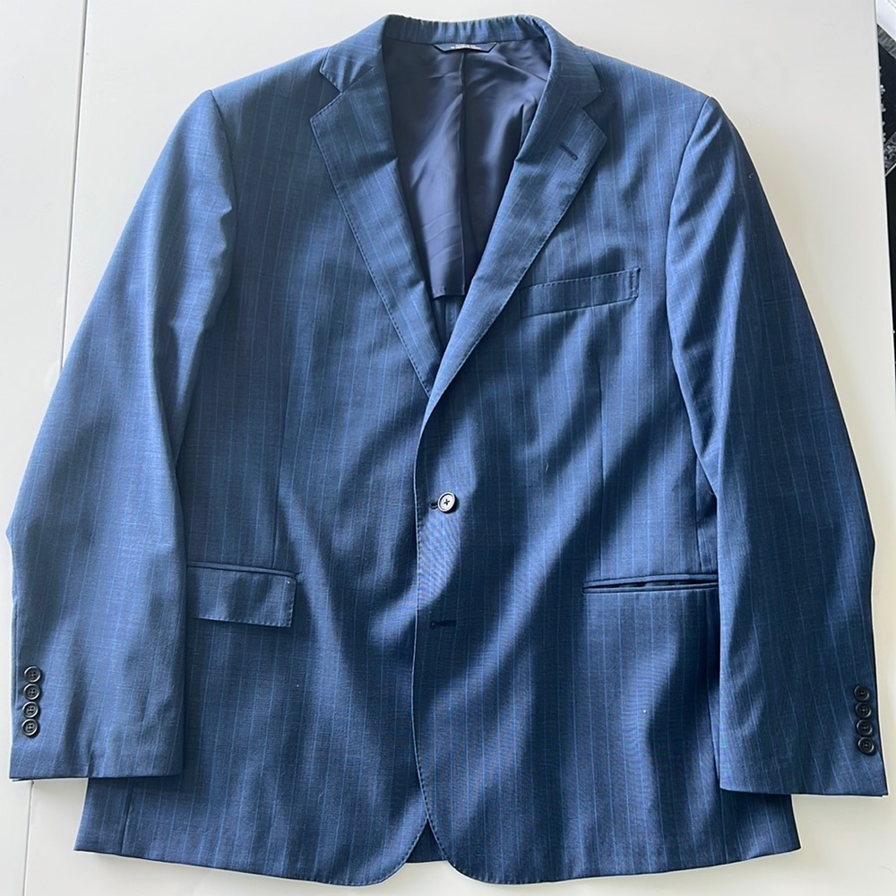 Striped navy blue 1818 Regent Brooks Brothers suit.